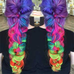 Neon Vivid Rainbow Hair Color